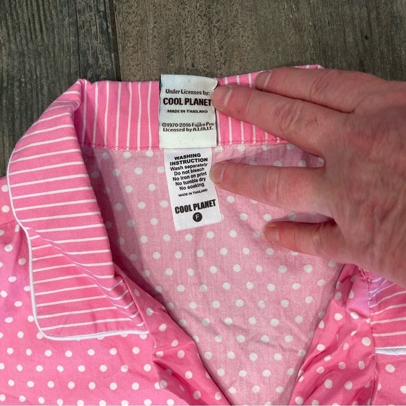 Doraemon Manga Anime Robotic Cat Shirt Sleep Wear Button Down Cool Planet Pink - Picture 6 of 10